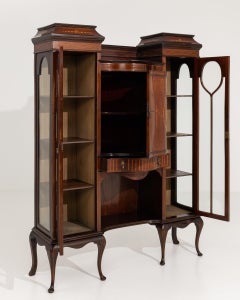 19th Century Wood Edwardian Mahogany Inlaid Vitrine