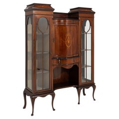 19th Century Wood Edwardian Mahogany Inlaid Vitrine