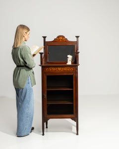 19th Century Wood Edwardian Mahogany Vitrine With Mirror