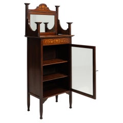19th Century Wood Edwardian Mahogany Vitrine With Mirror