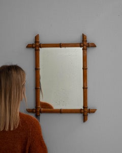 Faux Bamboo Wall Mirror, Wood Frame, French Provincial Style