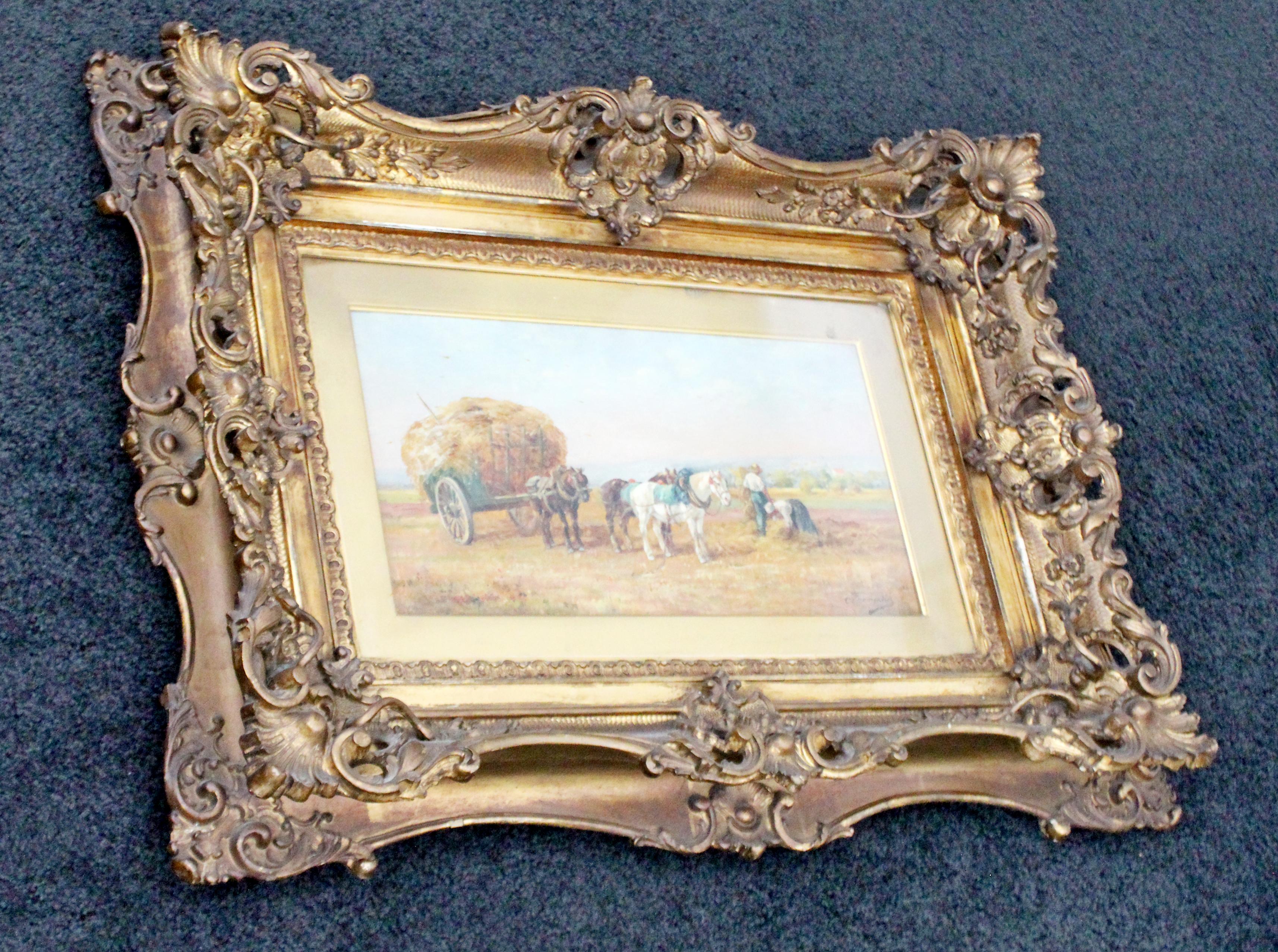 French 19th Century Wood Framed Oil on Canvas Painting Signed by Eugene Fromentin 1800s