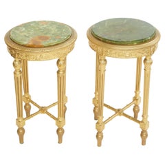 19th Century Wood Framed / Onyx Top Side Tables