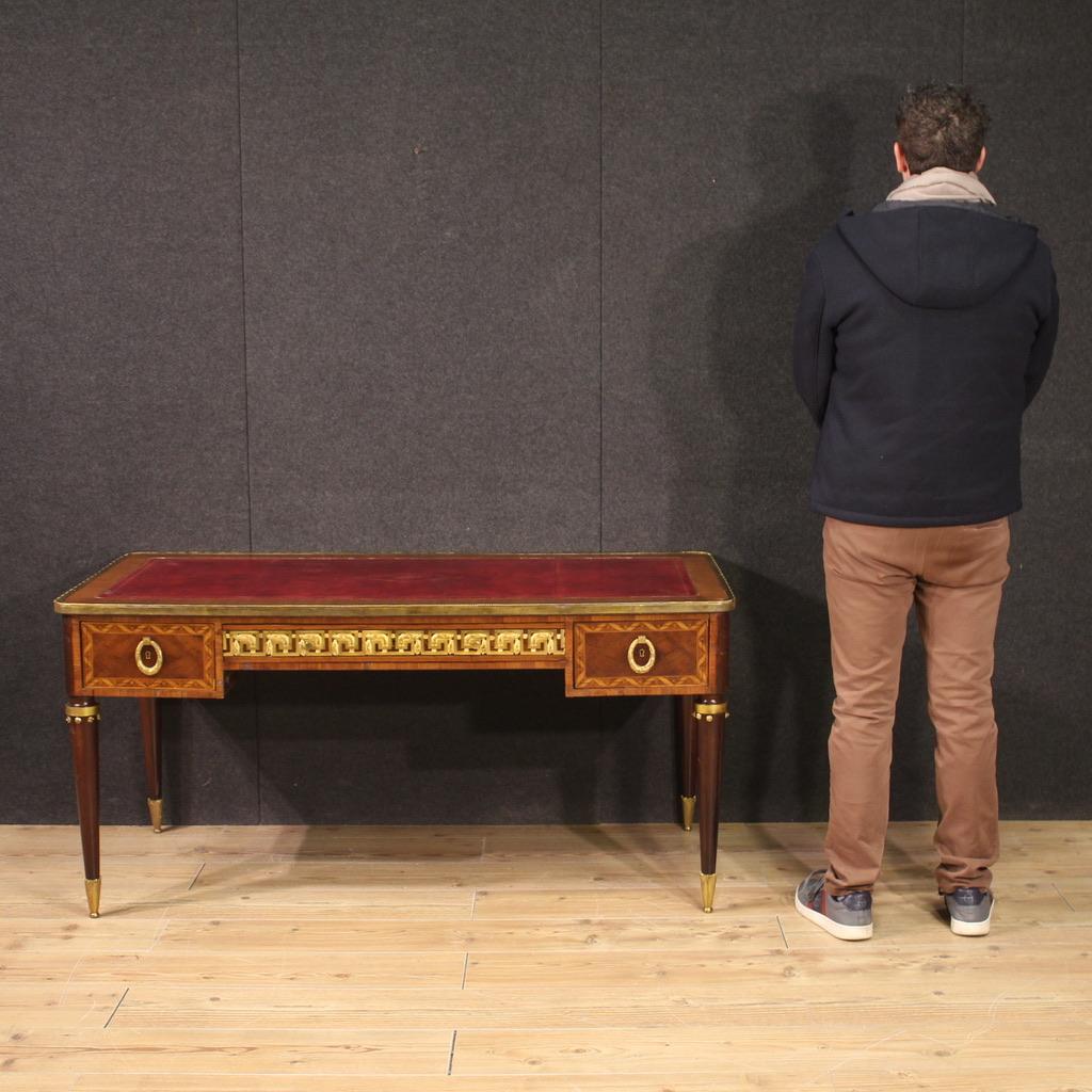 Parisian writing desk from the late 19th century. Furniture produced by Forest Paris (see photo) of great quality, finely inlaid in mahogany, maple, ebonized wood and fruitwood. Maison Forest was founded in Paris (14 Rue Pierre-Picard and 31 Rue