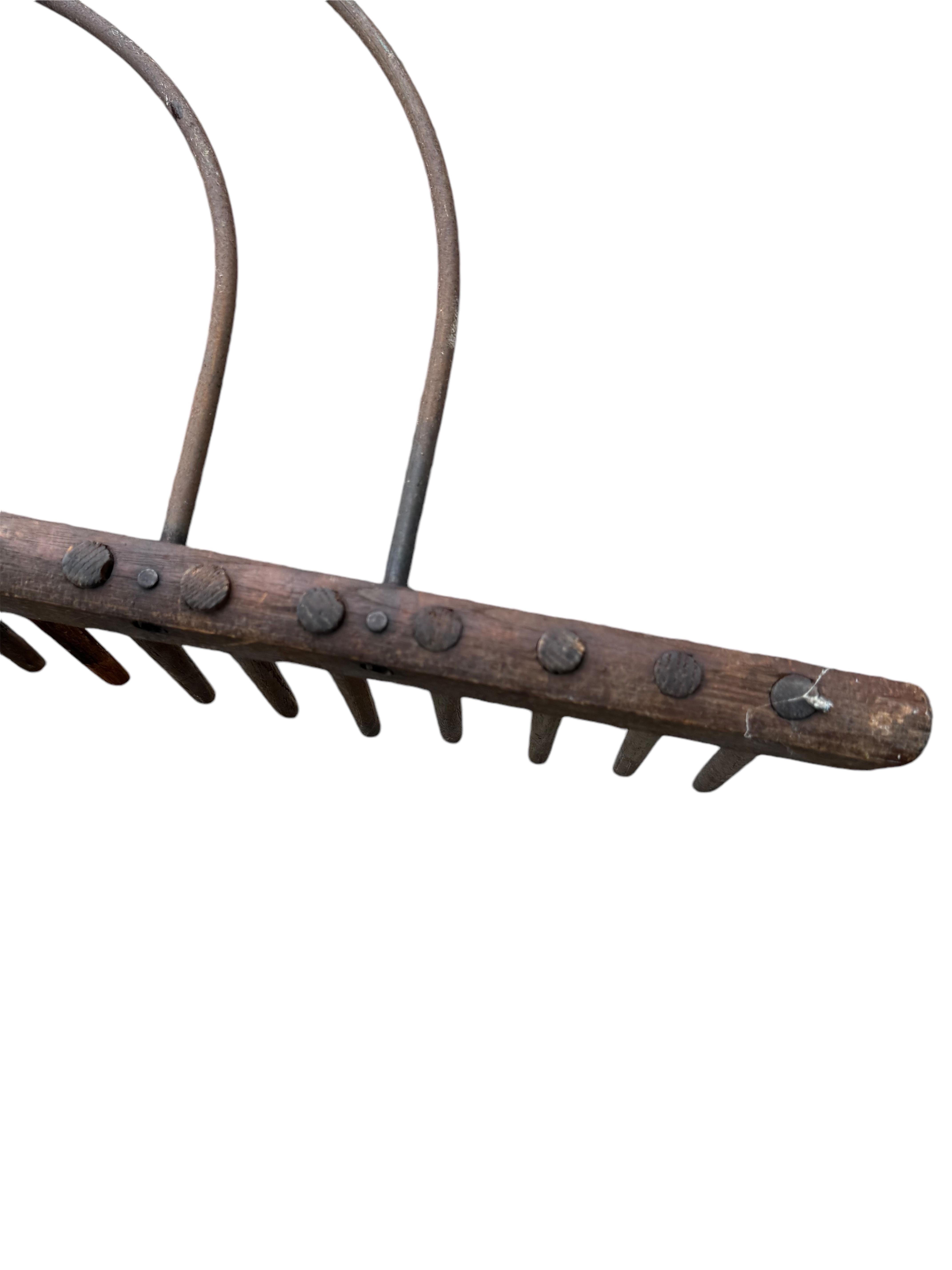 American Colonial 19th Century Wood Hay Rake For Sale