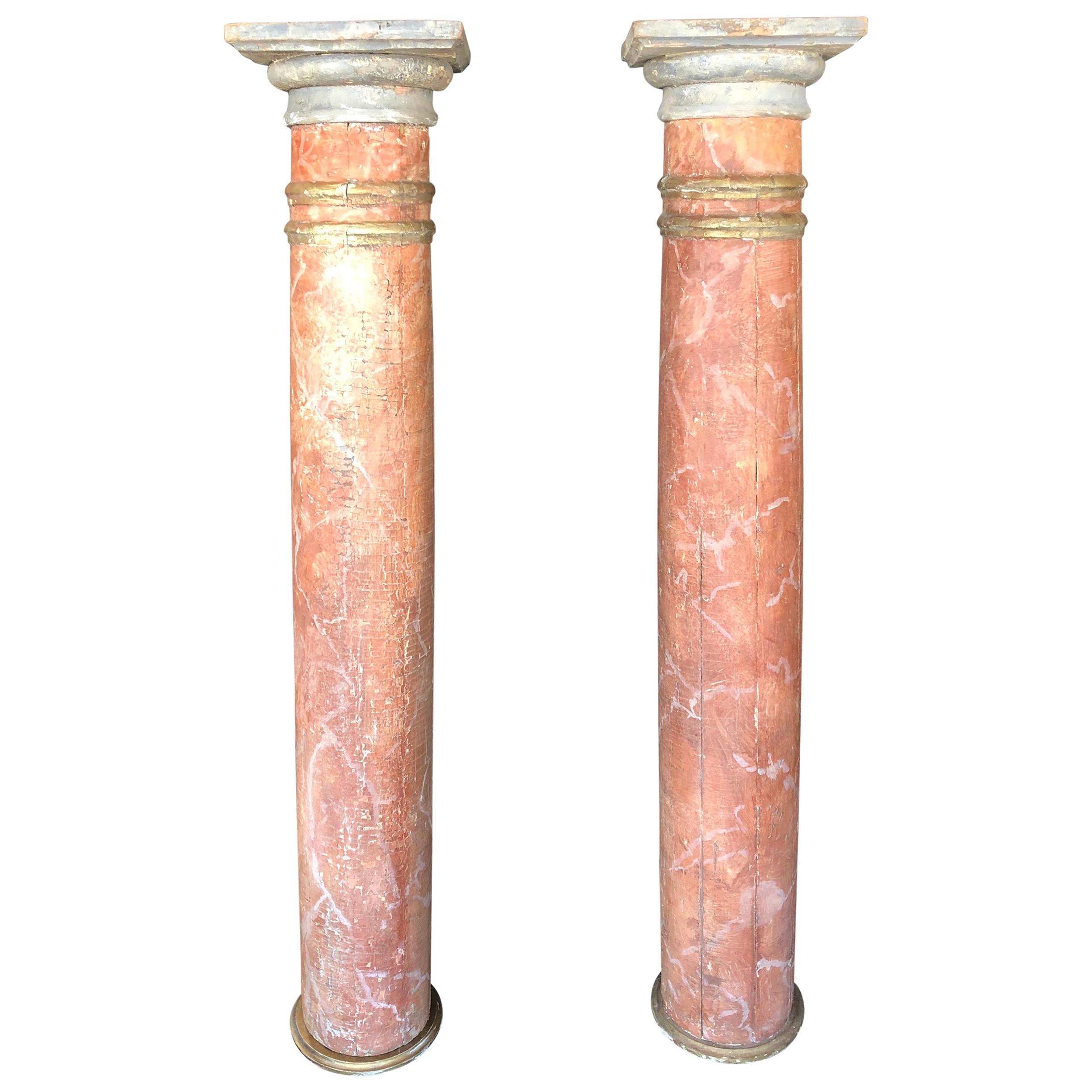 Italienische Säulen aus Holz des 19. Jahrhunderts