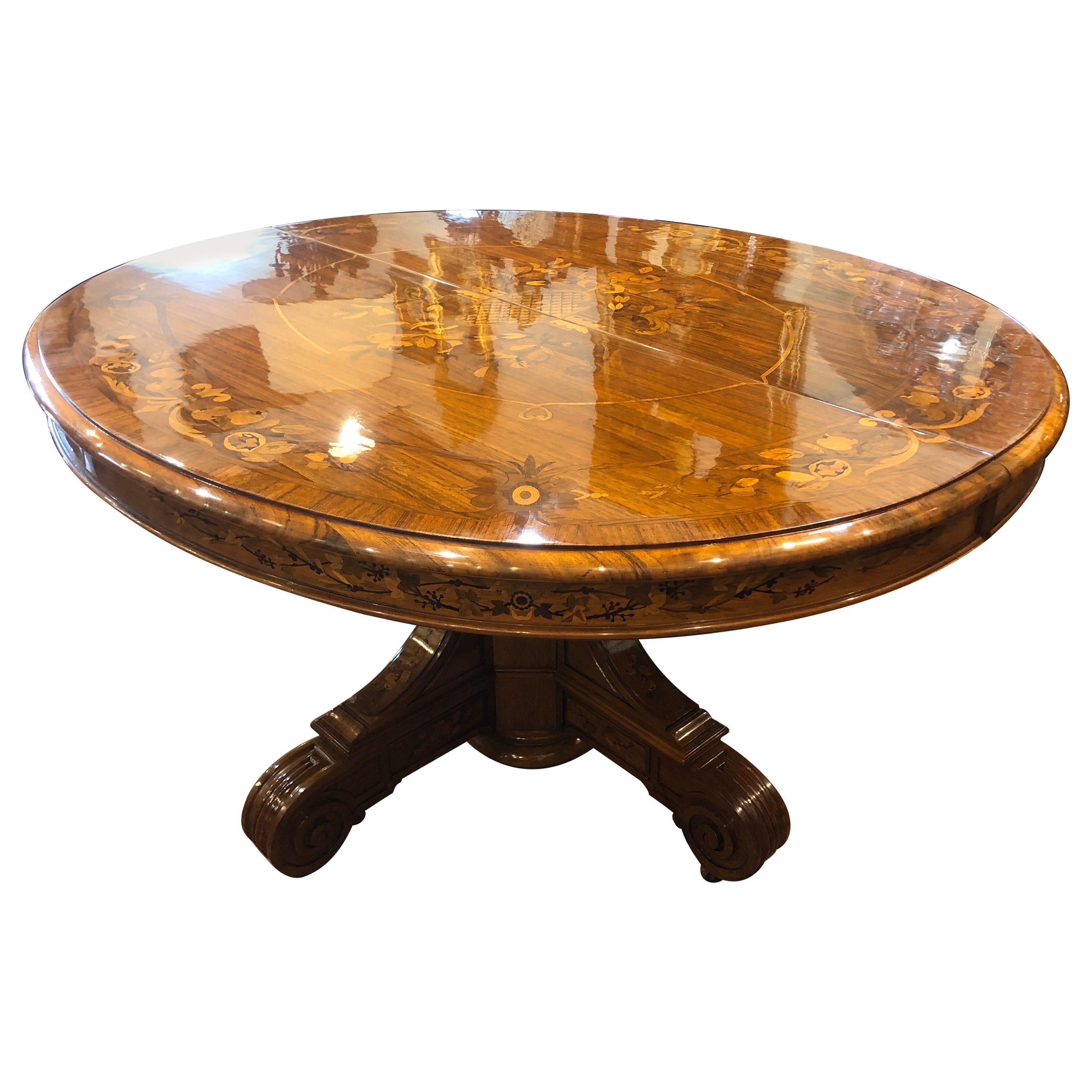 19th Century Wood Louis Philippe Walnut Inlaid Table, 1840s