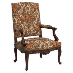 19th Century Wood Louis XV Oak Armchair With Needle Point Upholstery