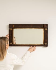 19th Century Wood Mahogany Mirror with Brass Details