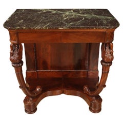 19th Century Wood Marble Top Italian Antique Charles X Console Table, 1830s