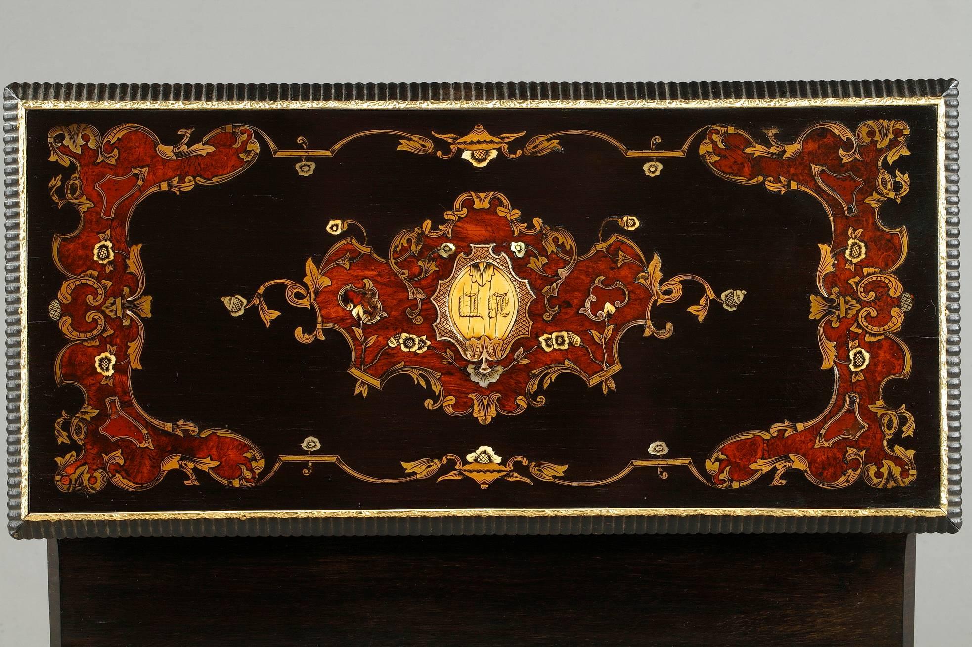 19th Century Wood Marquetry Tea Caddy 3