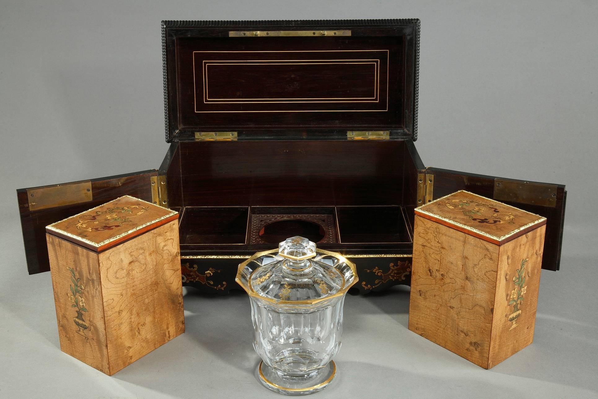 French 19th Century Wood Marquetry Tea Caddy