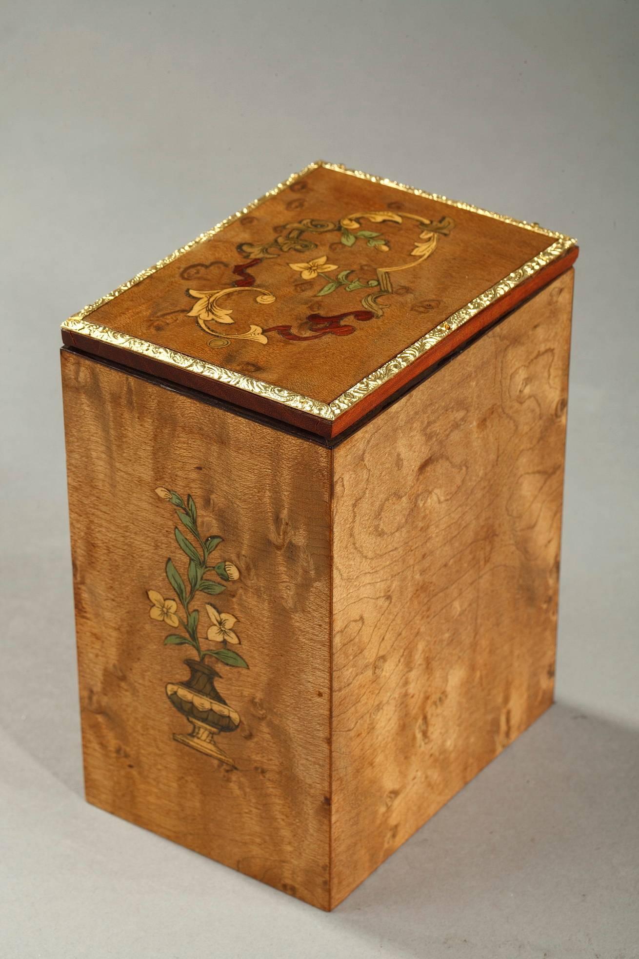 Inlay 19th Century Wood Marquetry Tea Caddy