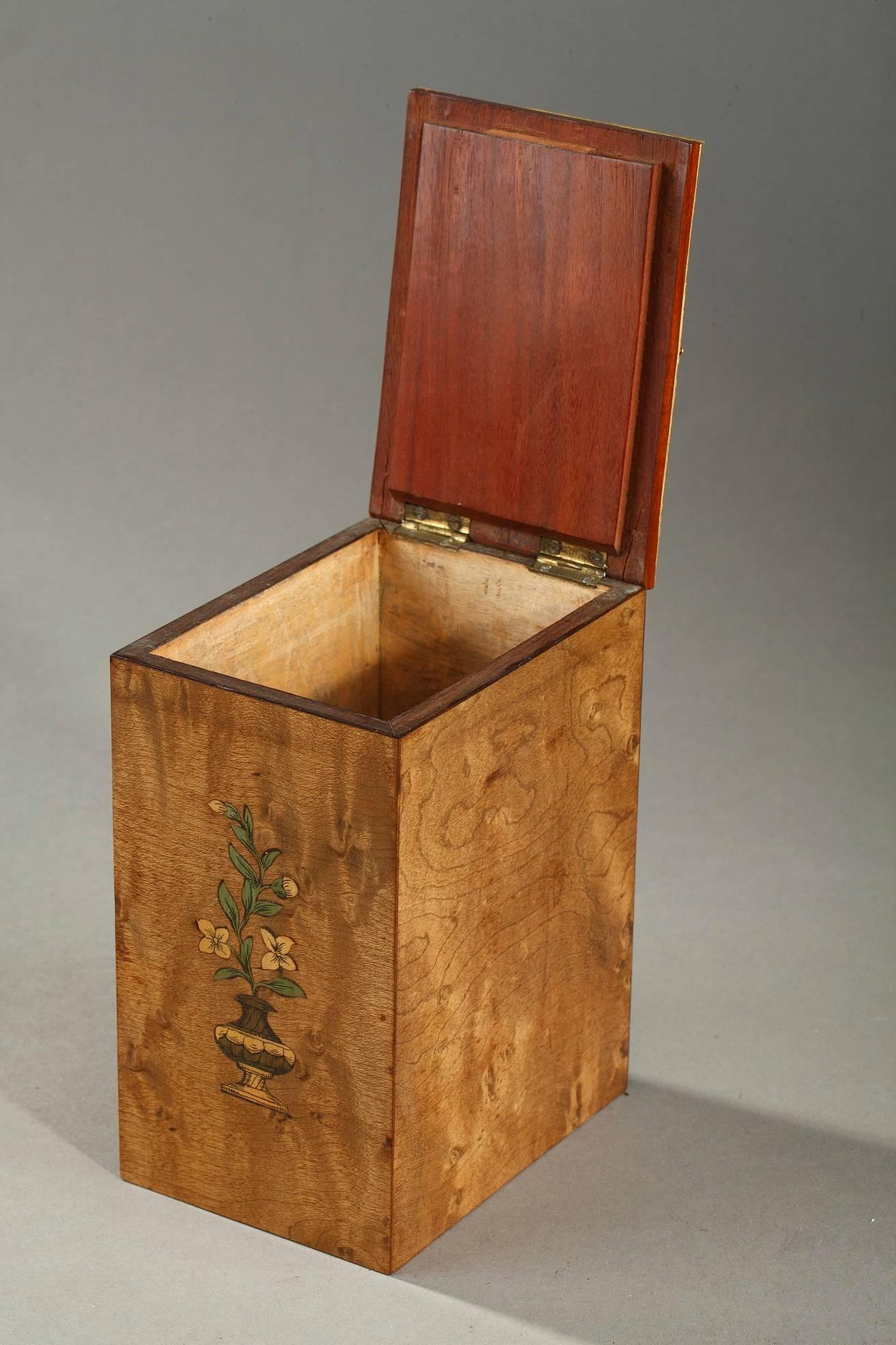 Brass 19th Century Wood Marquetry Tea Caddy