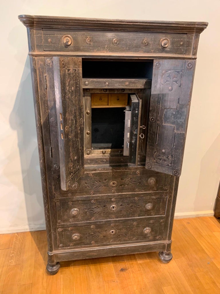 19th Century Wood Painted Secretaire Wirth Iron Safe For Sale at 1stDibs