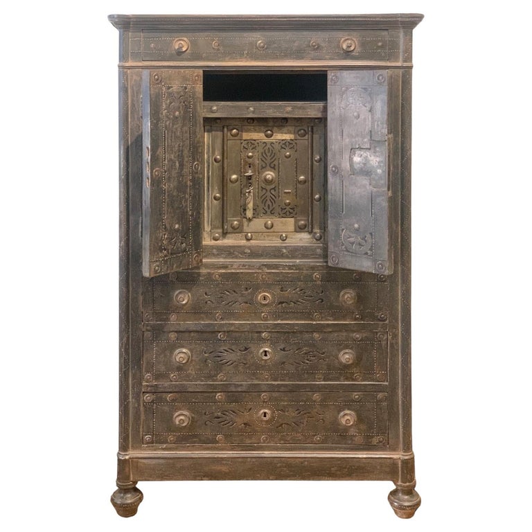 19th Century Wood Painted Secretaire Wirth Iron Safe For Sale at 1stDibs
