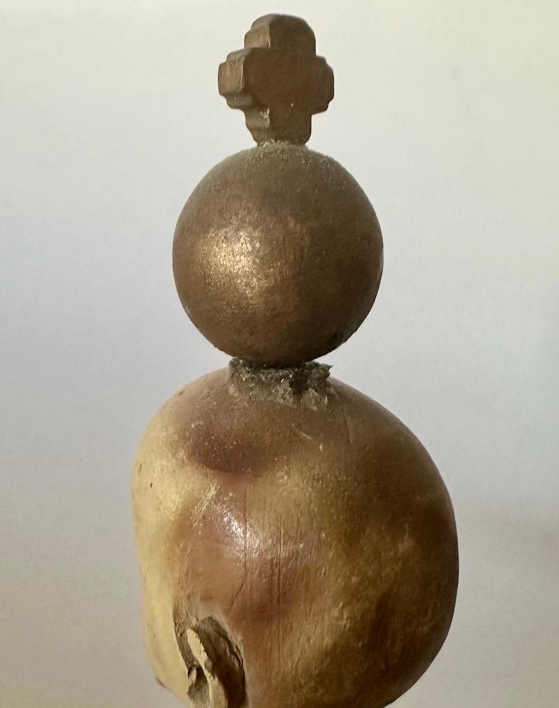 19th Century wood Santos of a boy/child with glass eyes and articulated arms. For Sale 3