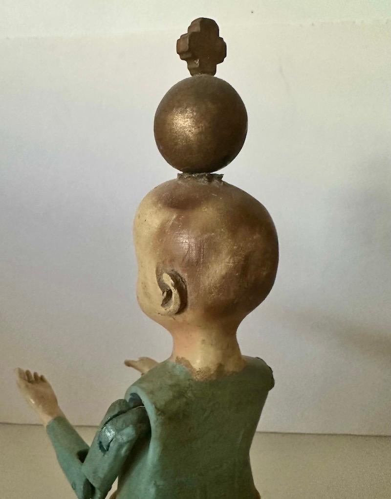 19th Century wood Santos of a boy/child with glass eyes and articulated arms. For Sale 2