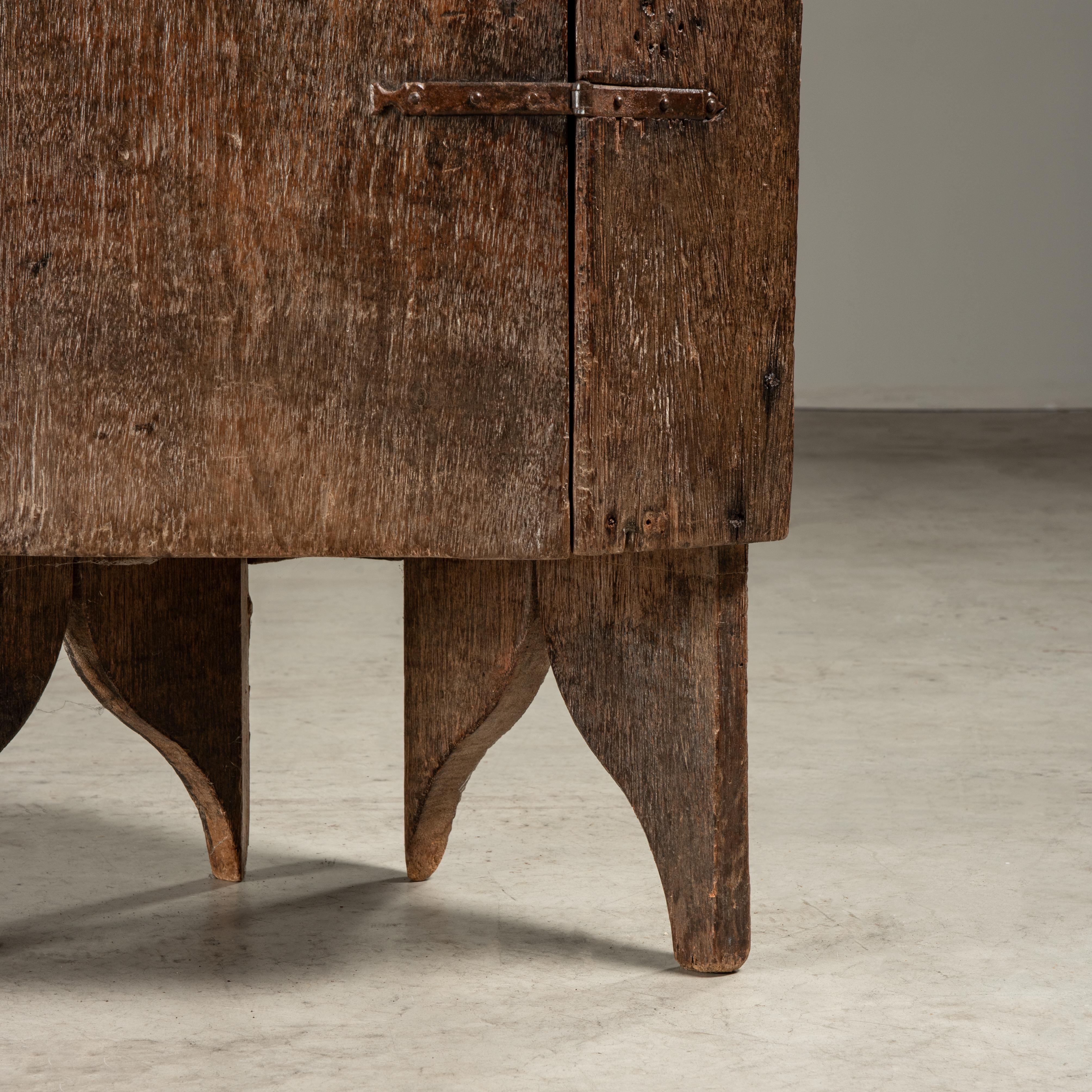 Hardwood 19th Century Wood Side Corner Cabinet, Brazilian Vernacular Design  For Sale