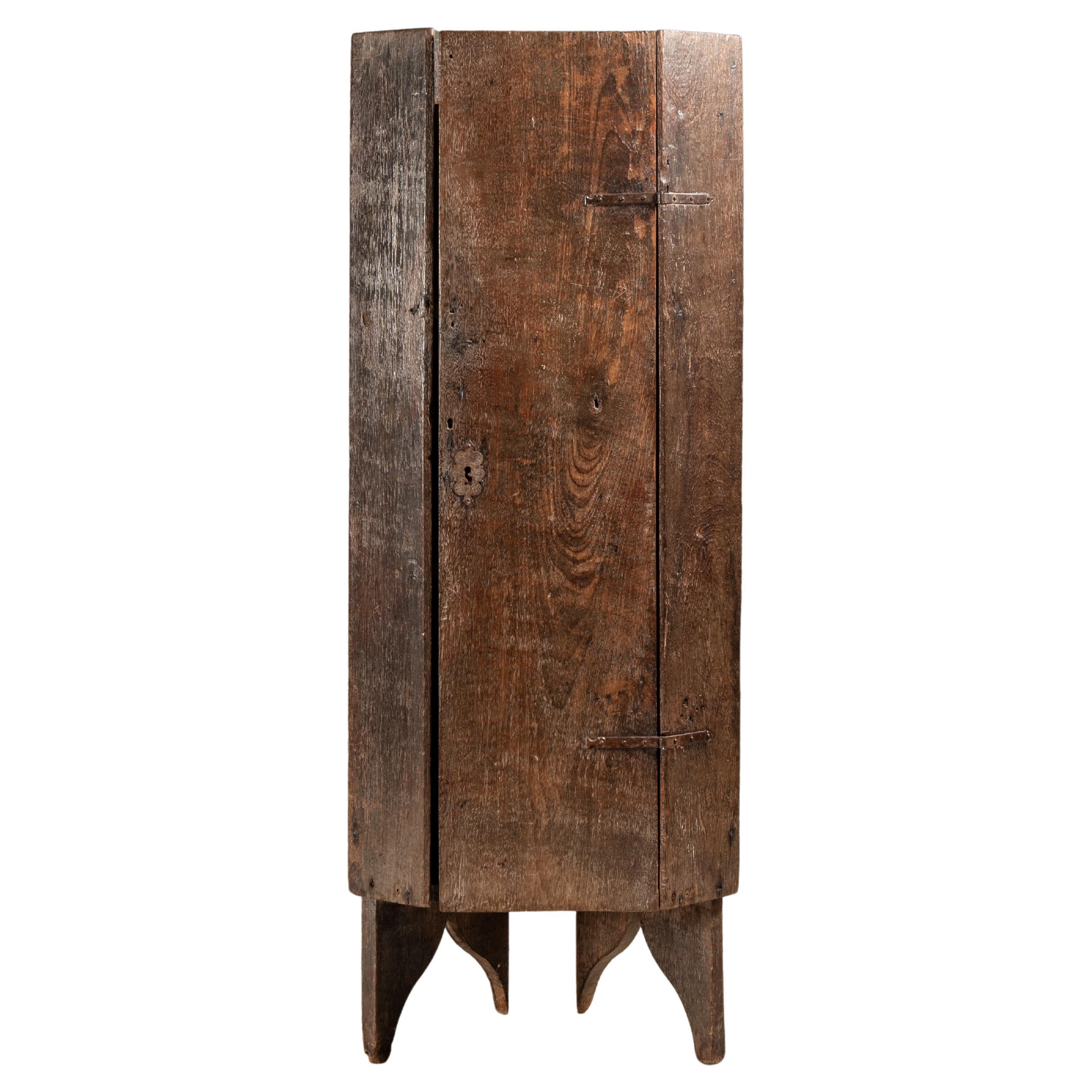 19th Century Wood Side Corner Cabinet, Brazilian Vernacular Design  For Sale