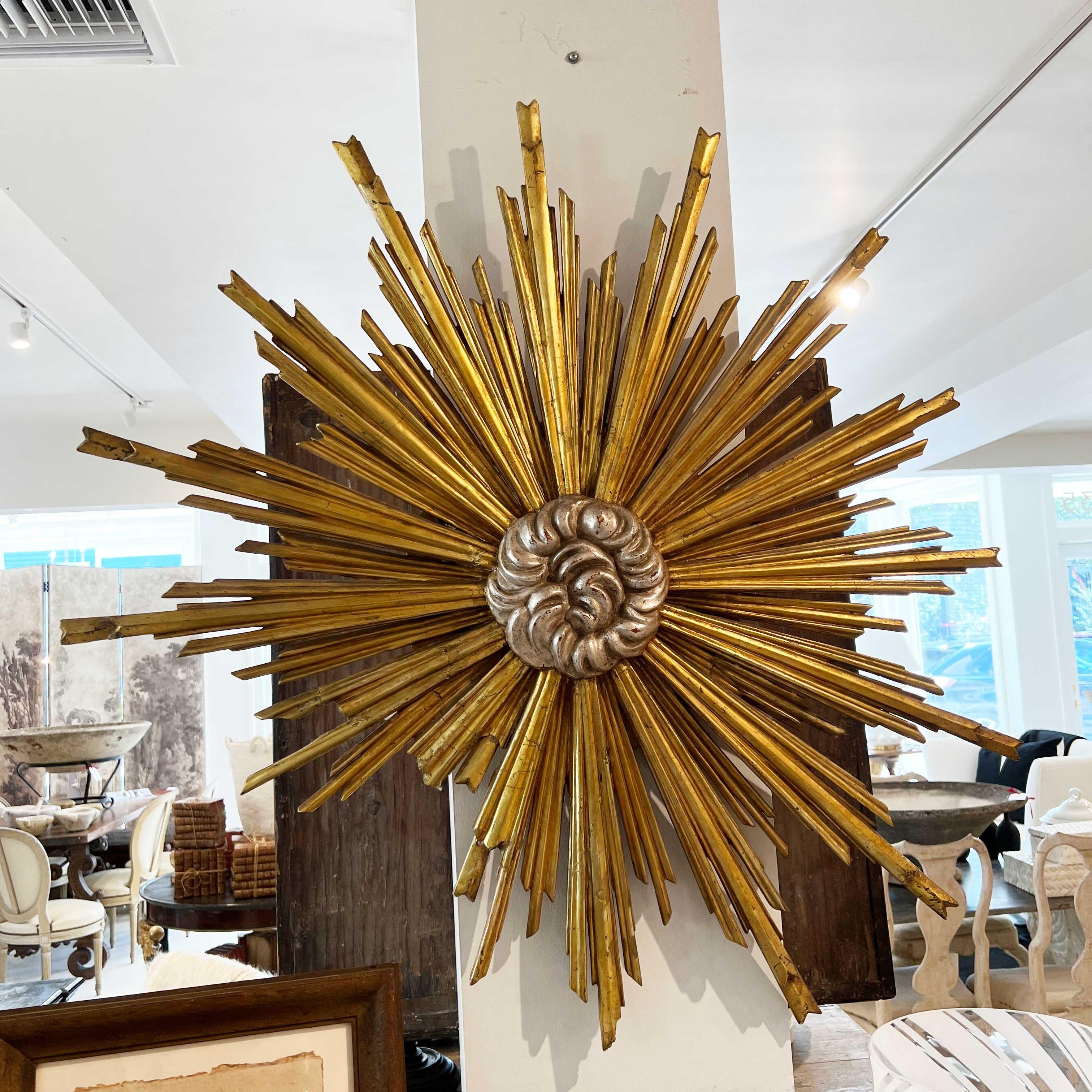 19th Century Wood Sun Fragment. Use this spectacular fragment in a gallery wall arrangement or over a bed. 