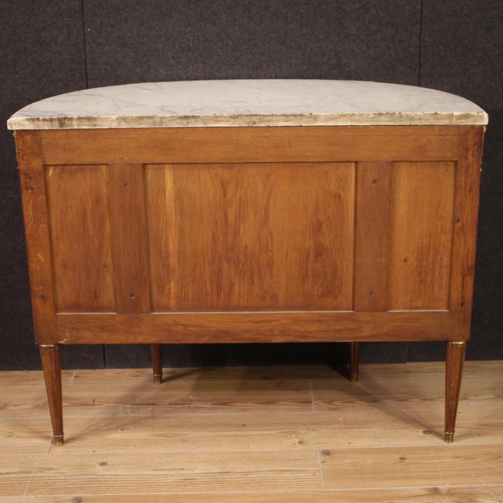 19th Century Wood with Marble Top French Antique Napoleon III Half Moon Commode  3