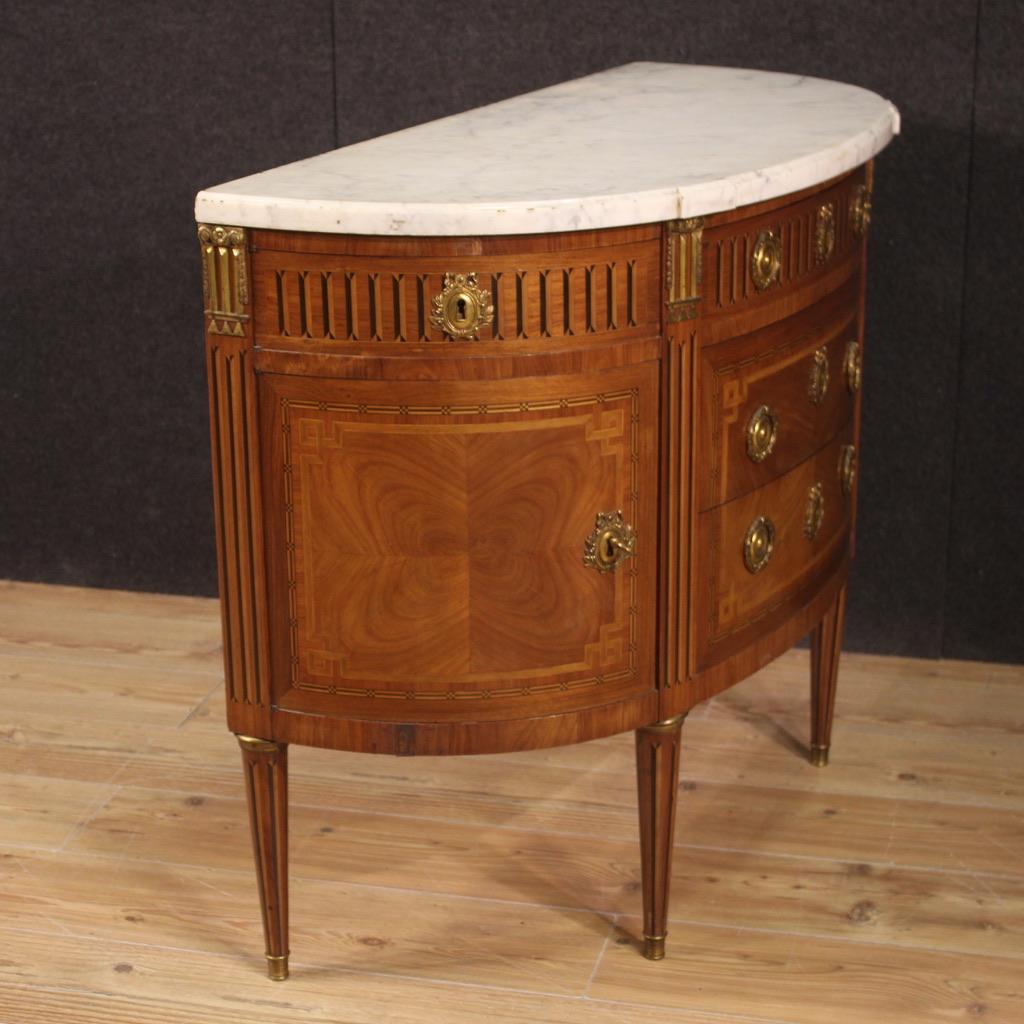 19th Century Wood with Marble Top French Antique Napoleon III Half Moon Commode  4