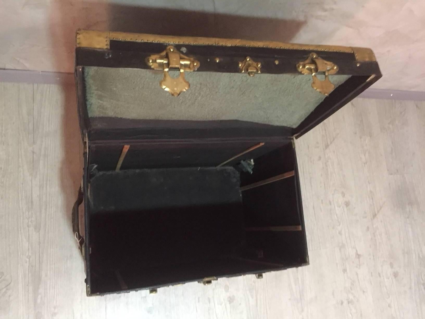 19th Century Wooden and Brass Travel Trunk 2
