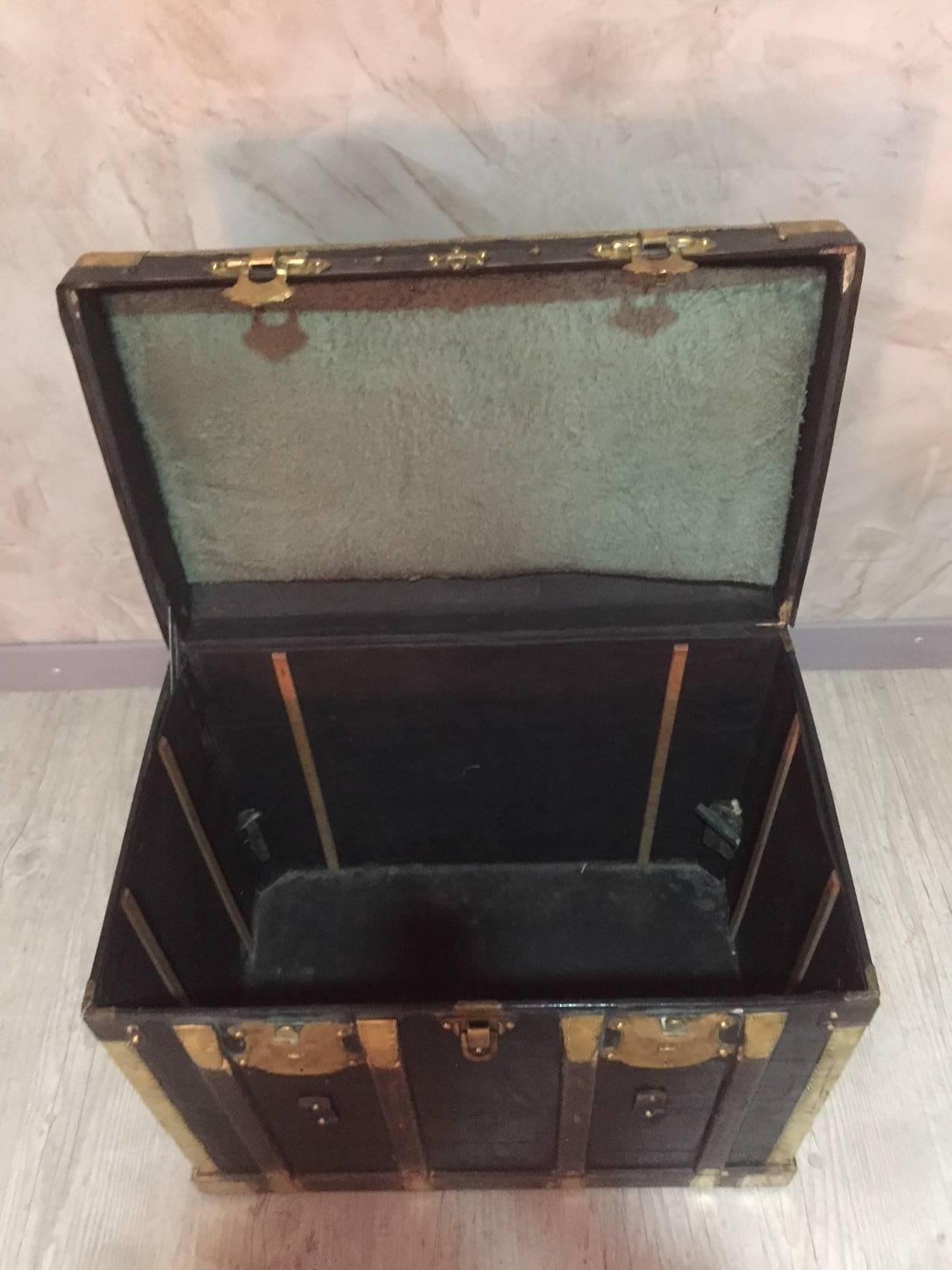 19th Century Wooden and Brass Travel Trunk 3