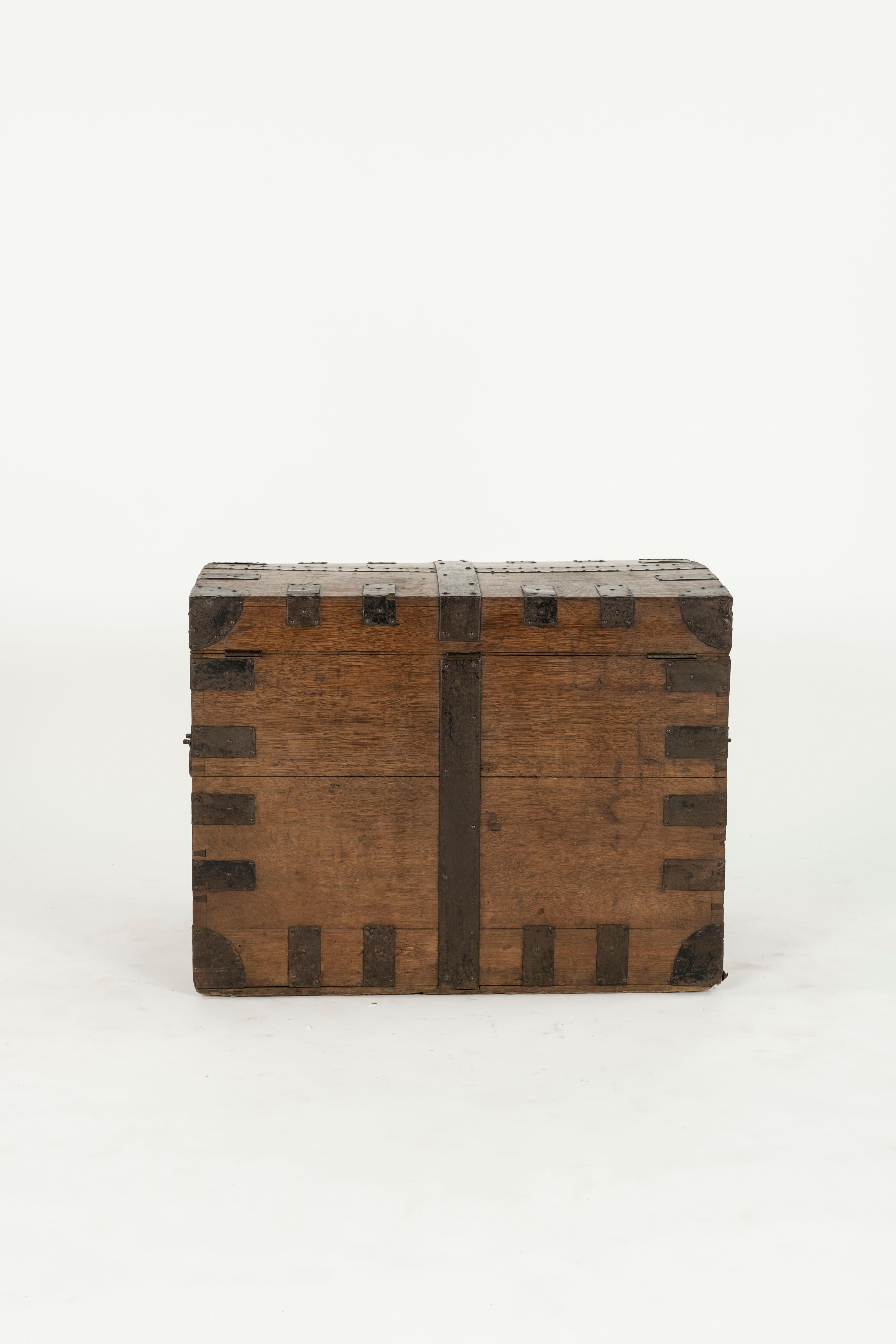 19th Century Wooden and Iron Trunk For Sale 9