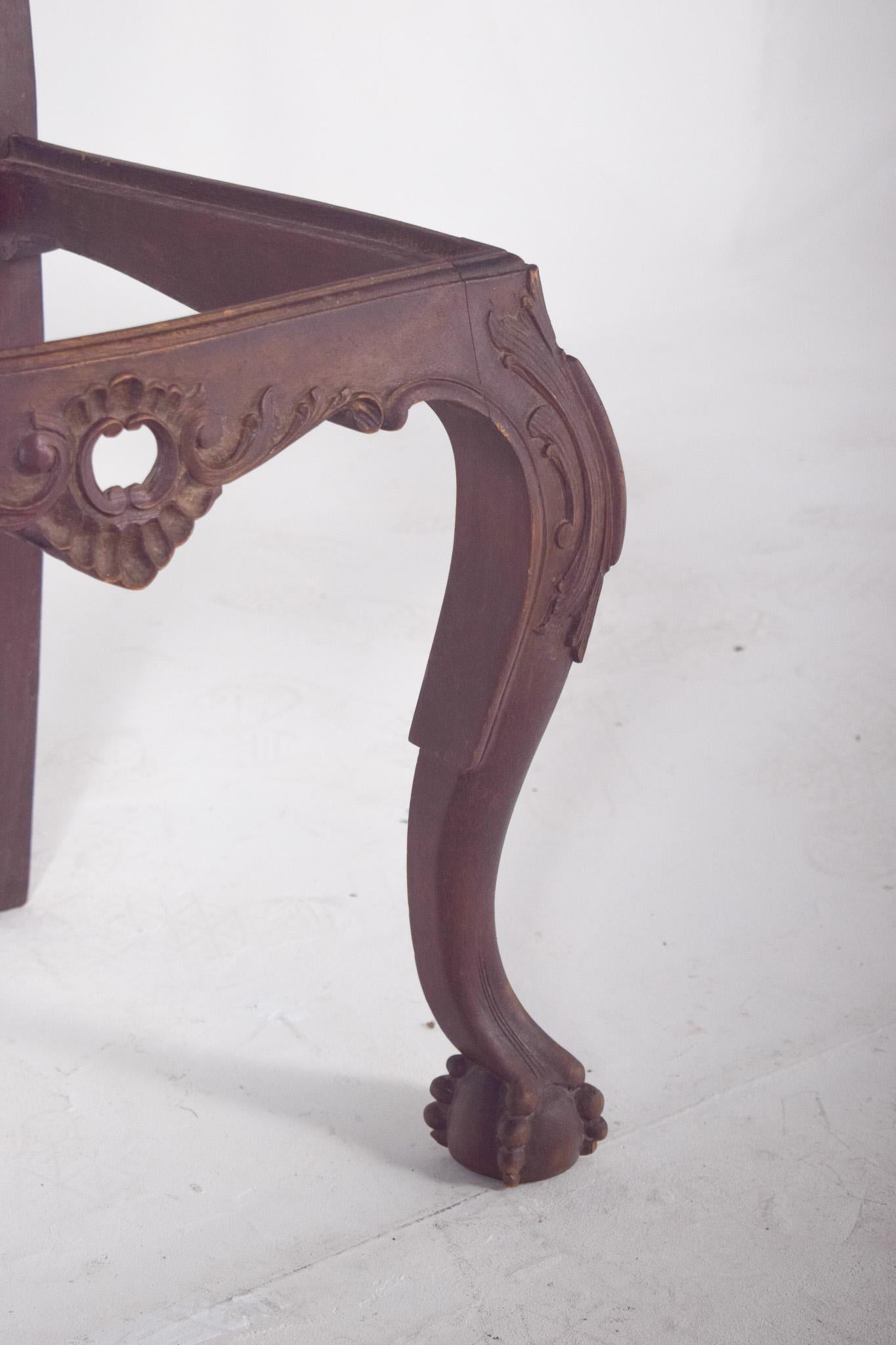 Sedia Chippendale antica in legno del XIX secolo In condizioni discrete in vendita a Lisboa, Lisboa
