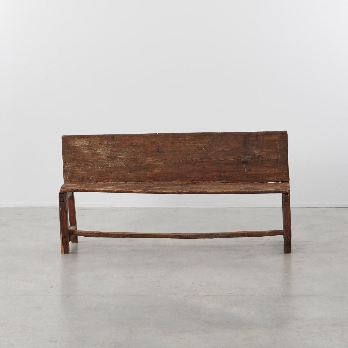 French 19th Century Wooden Bench, Pyrenees, France, 1800s