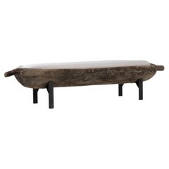 19th Century Wooden Bench with Upholstered Seat