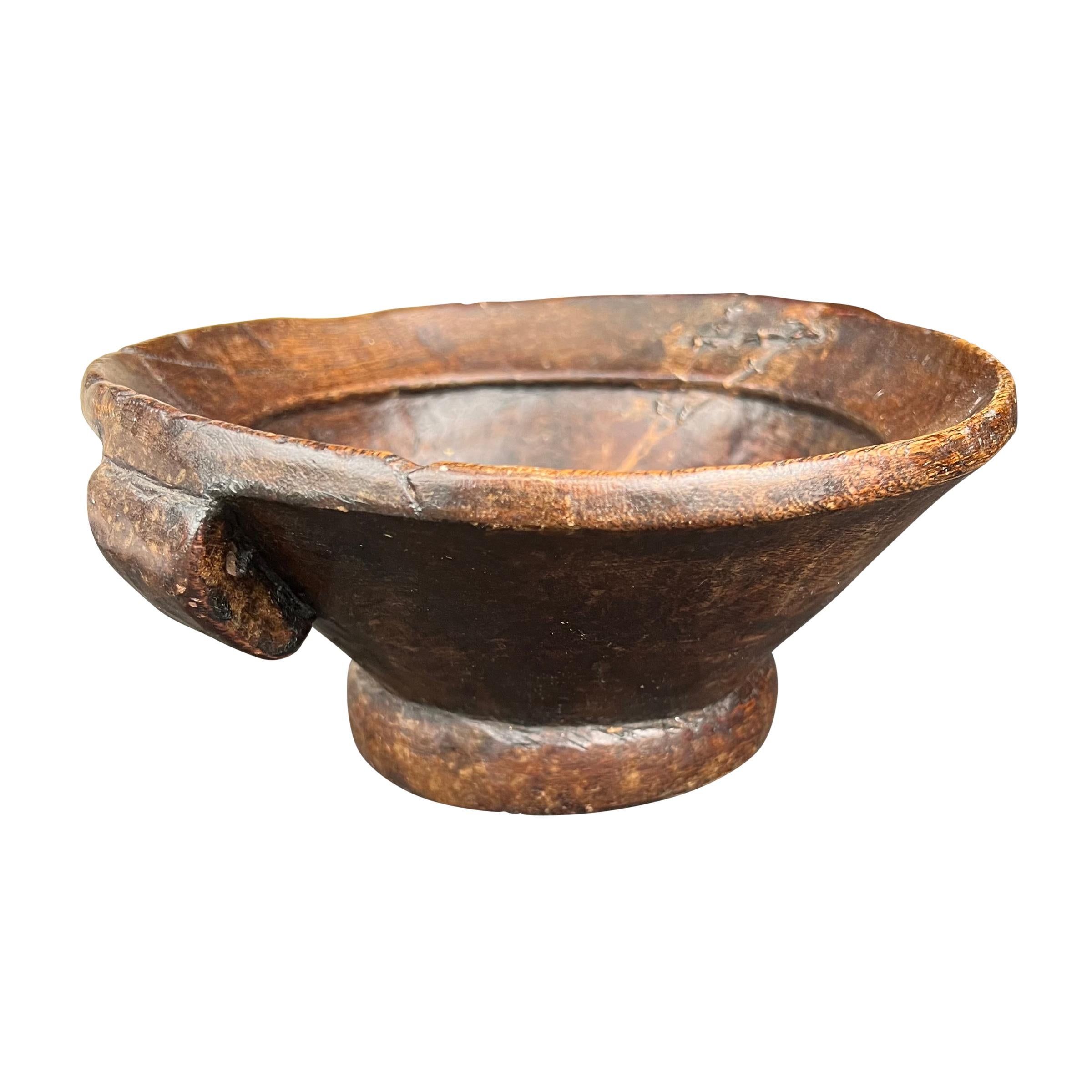 Primitive 19th Century Wooden Bowl For Sale
