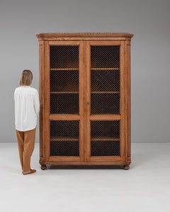 19th Century Wooden Cabinet with Metal Mesh Screen