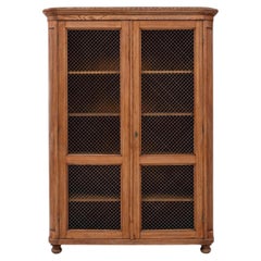 19th Century Wooden Cabinet with Metal Mesh Screen