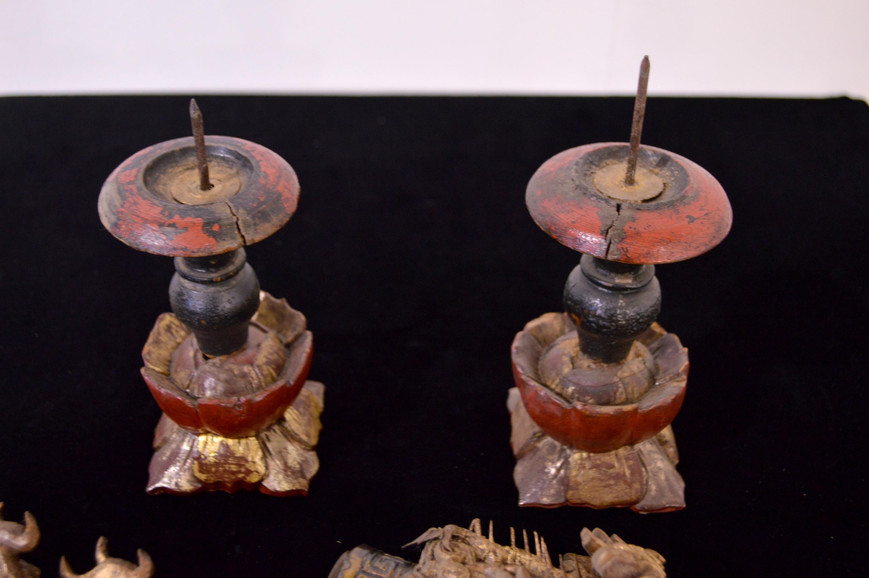 19th Century Wooden Candleholders For Sale 8