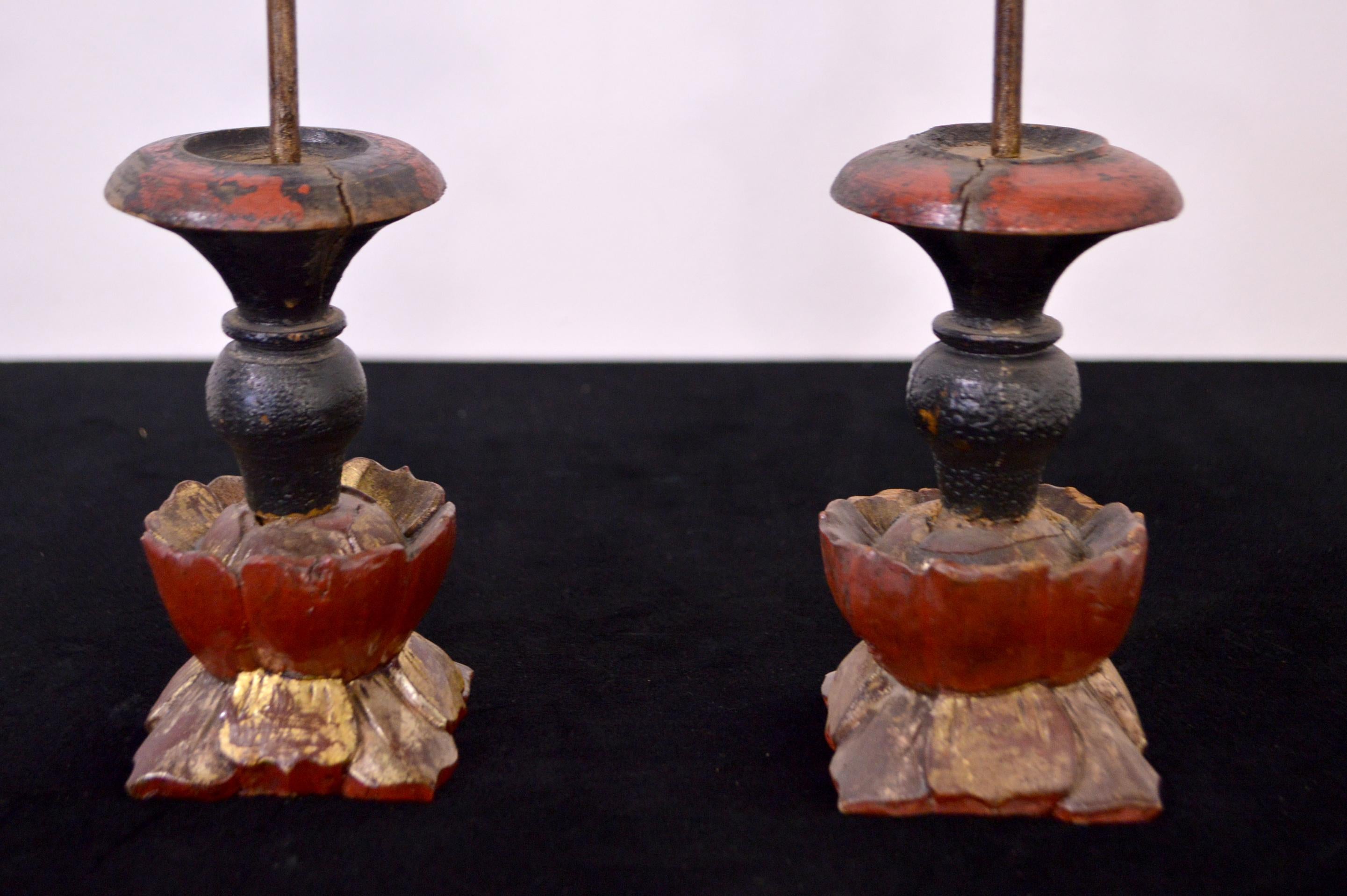 19th Century Wooden Candleholders In Excellent Condition For Sale In CILAVEGNA, IT