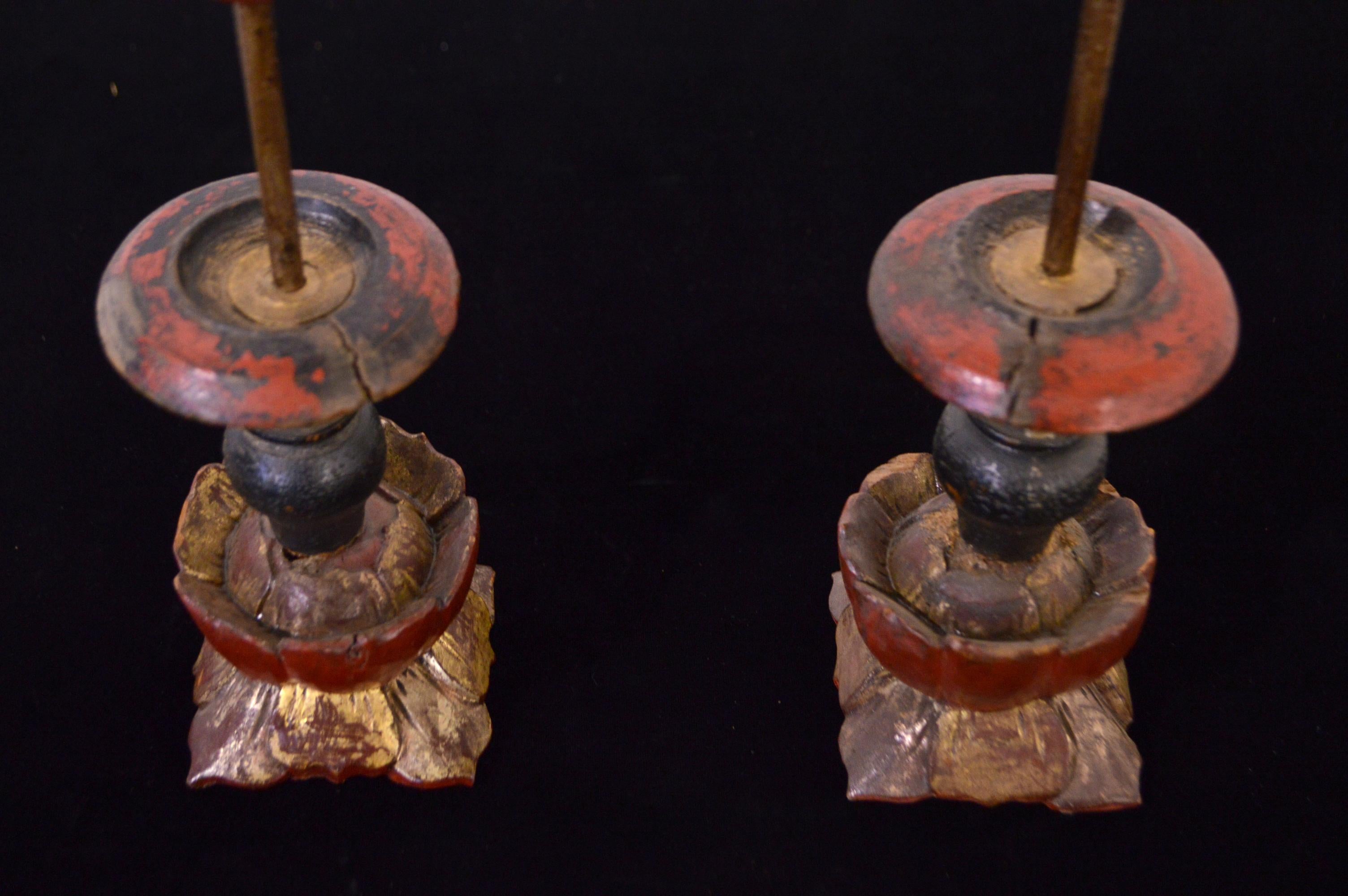 Late 19th Century 19th Century Wooden Candleholders For Sale