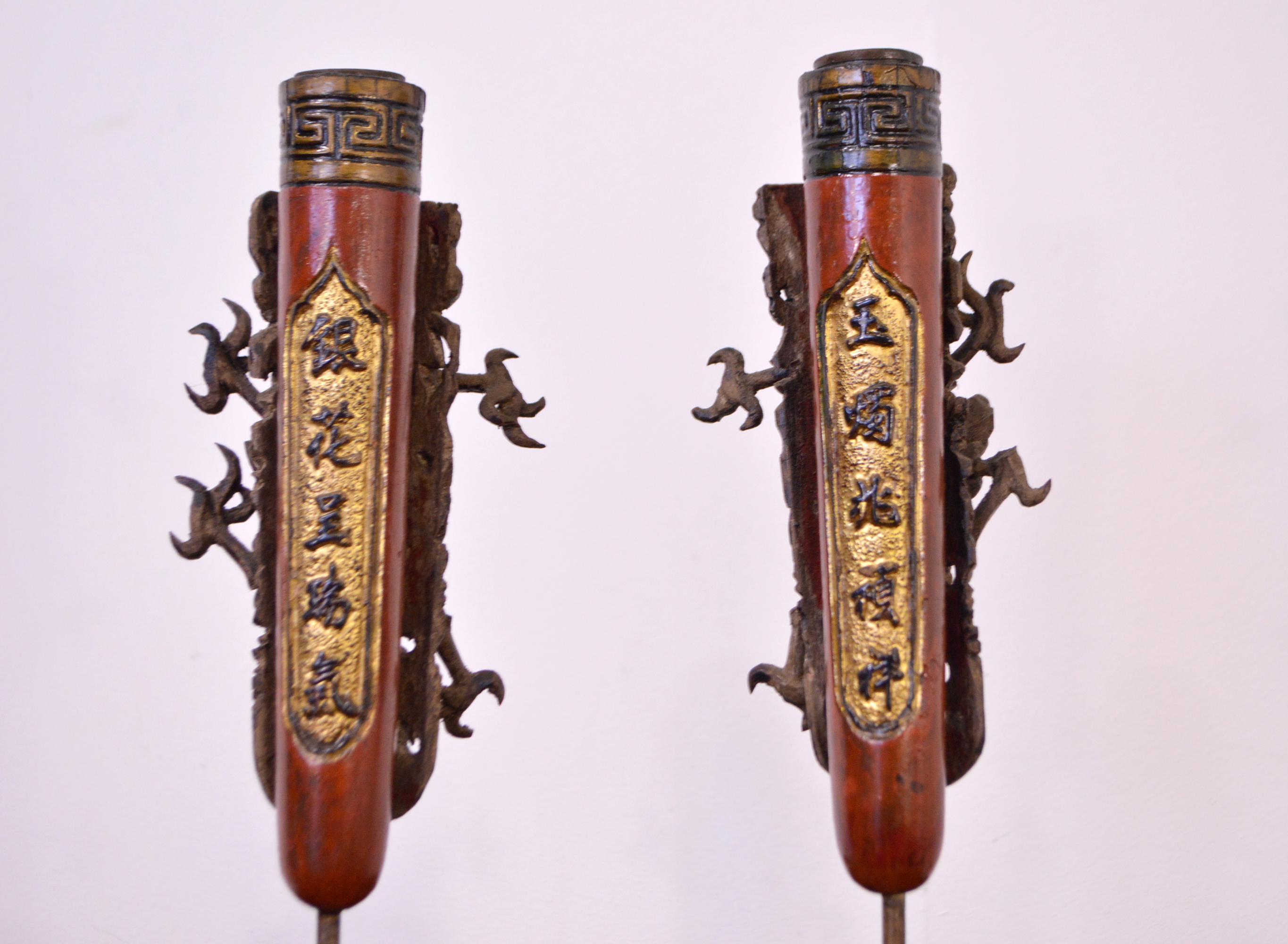 19th Century Wooden Candleholders For Sale 2