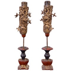 19th Century Wooden Candleholders
