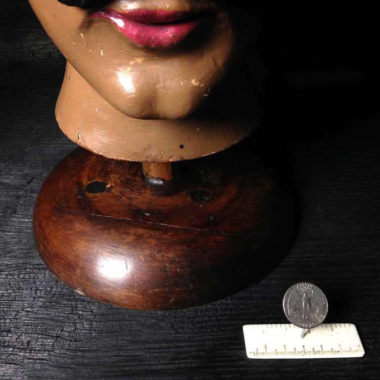 19th Century Wooden Carnival, Fair or Advertisement Head of the Strongest Man For Sale 4
