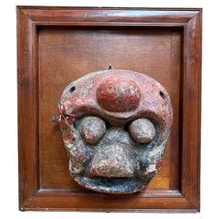 19th Century Wooden Carved Chinese Nuo Ritual Mask