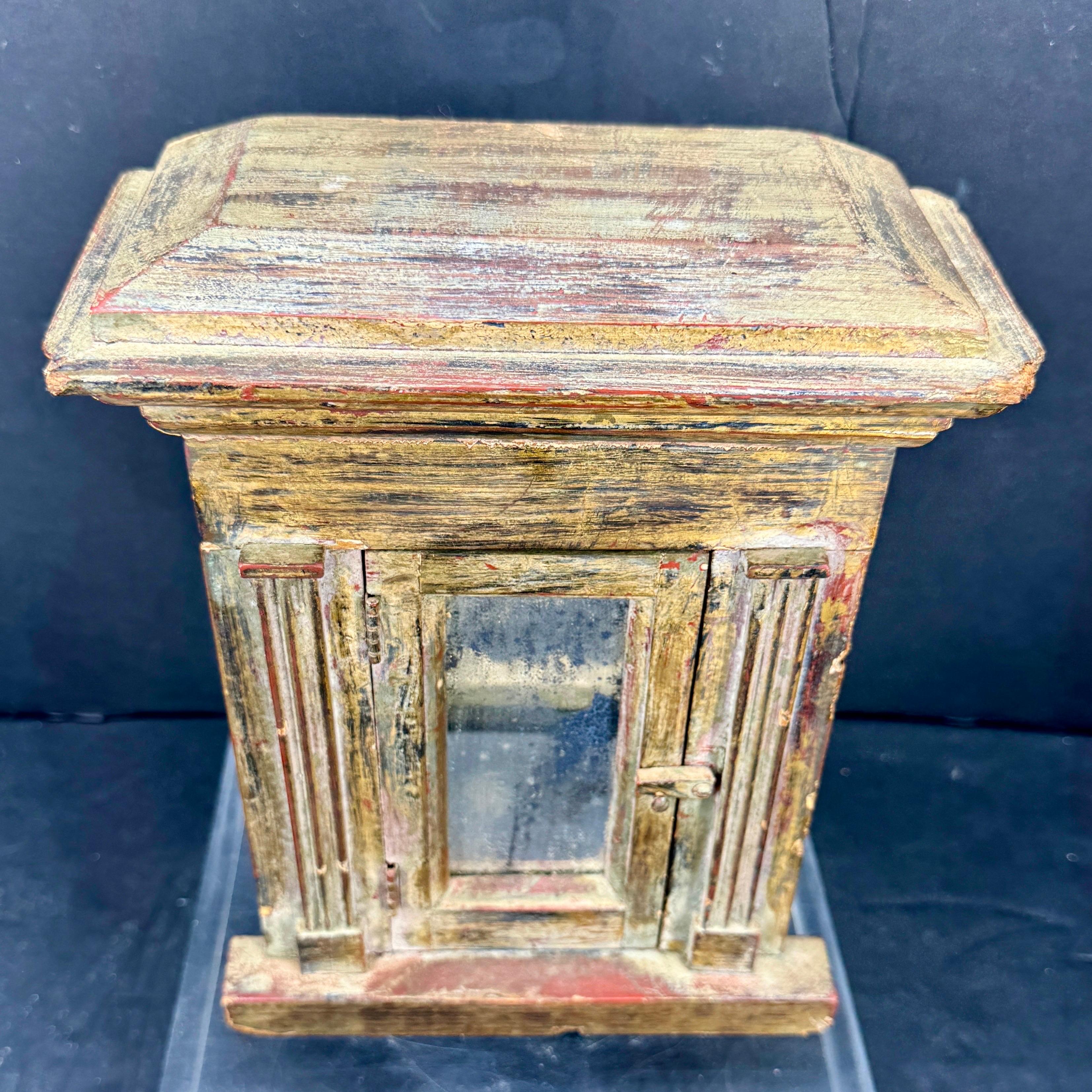 Siglo XIX Madera Tallada Pintada Vitrina Arcón Tabernáculo en venta 4