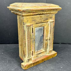 19th Century Wooden Carved Painted Display Cabinet Chest Tabernacle