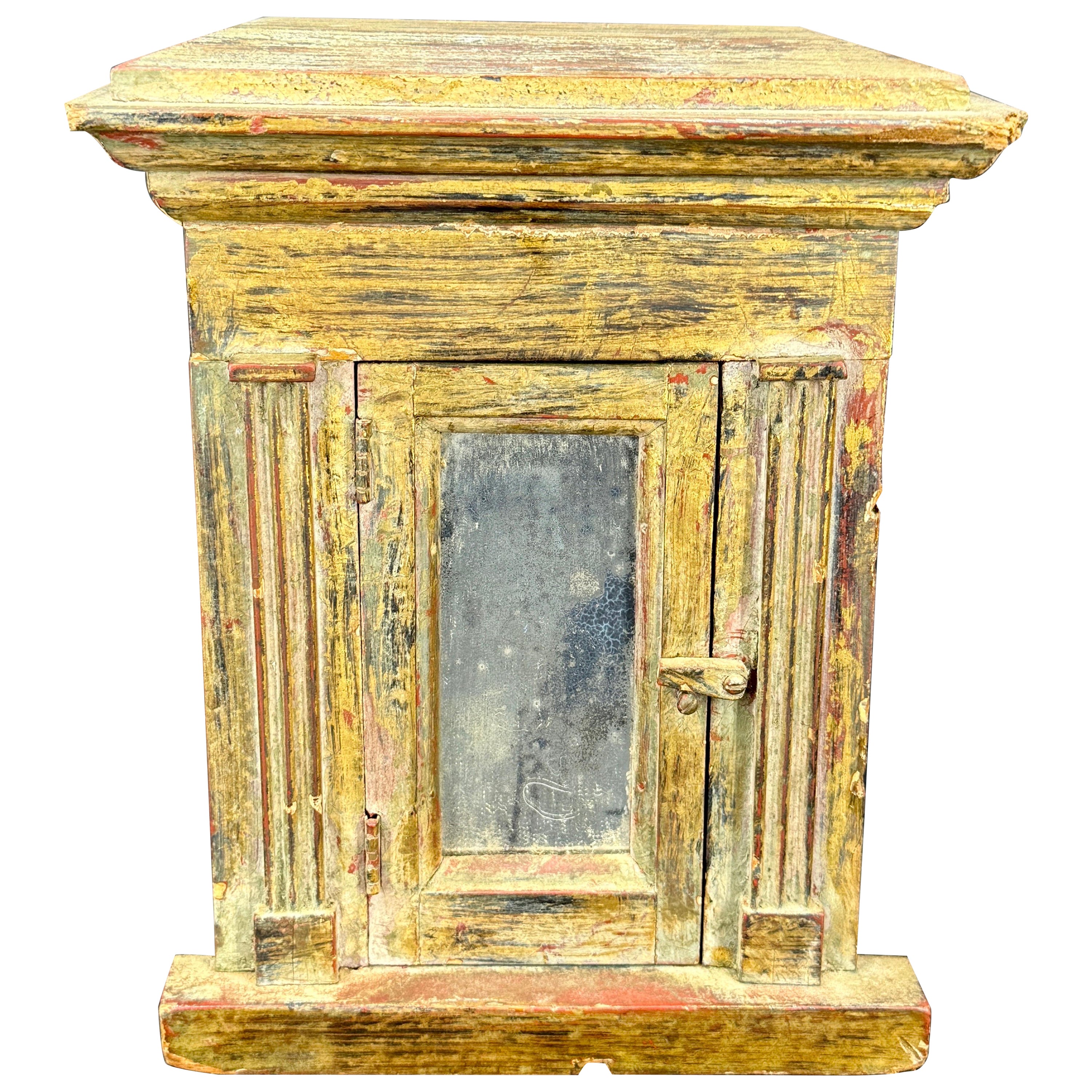 Armadio da esposizione in legno intagliato e dipinto del 19° secolo, tabernacolo a cassapanca