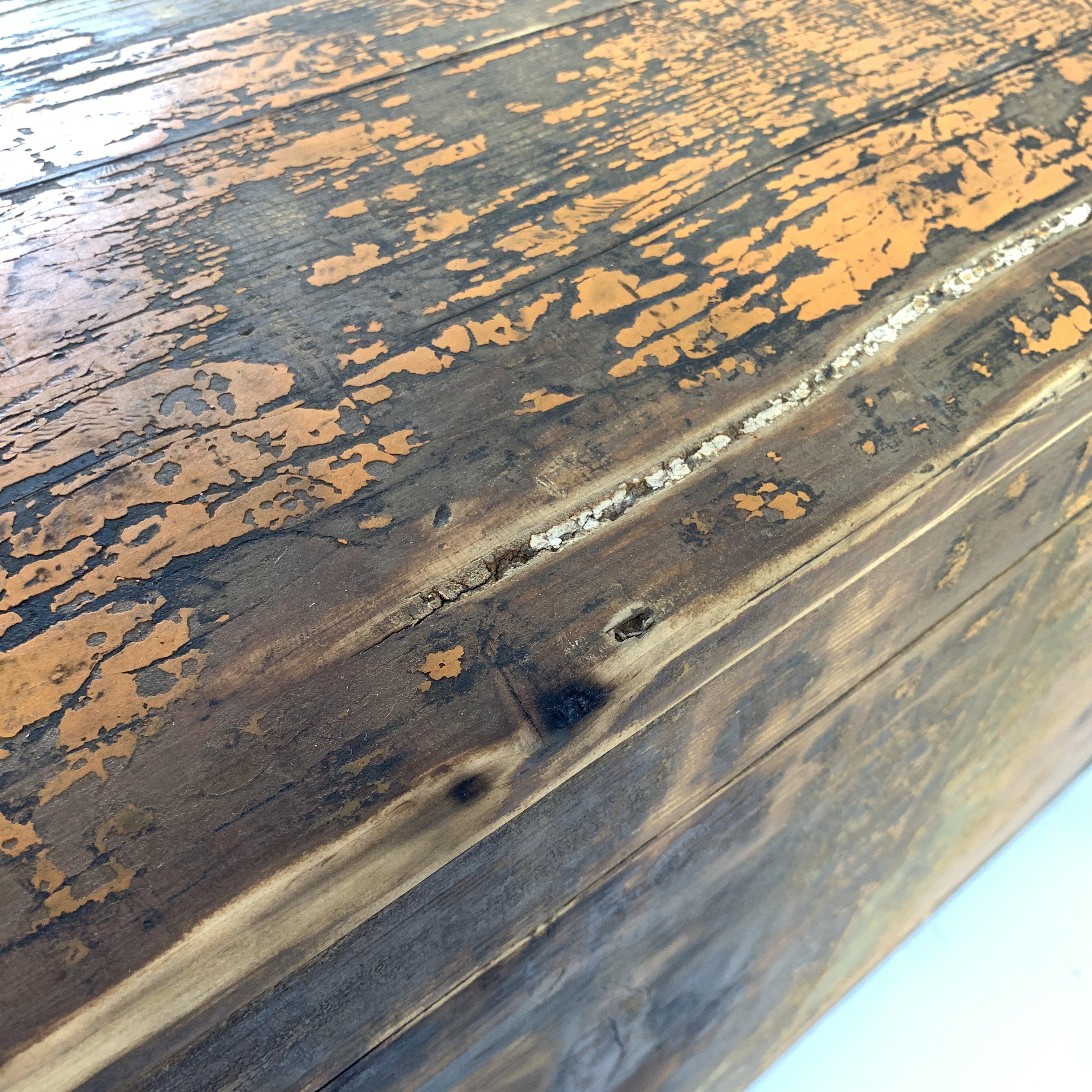 19th Century Wooden Chest or Floor Trunk, Original Paint For Sale 2