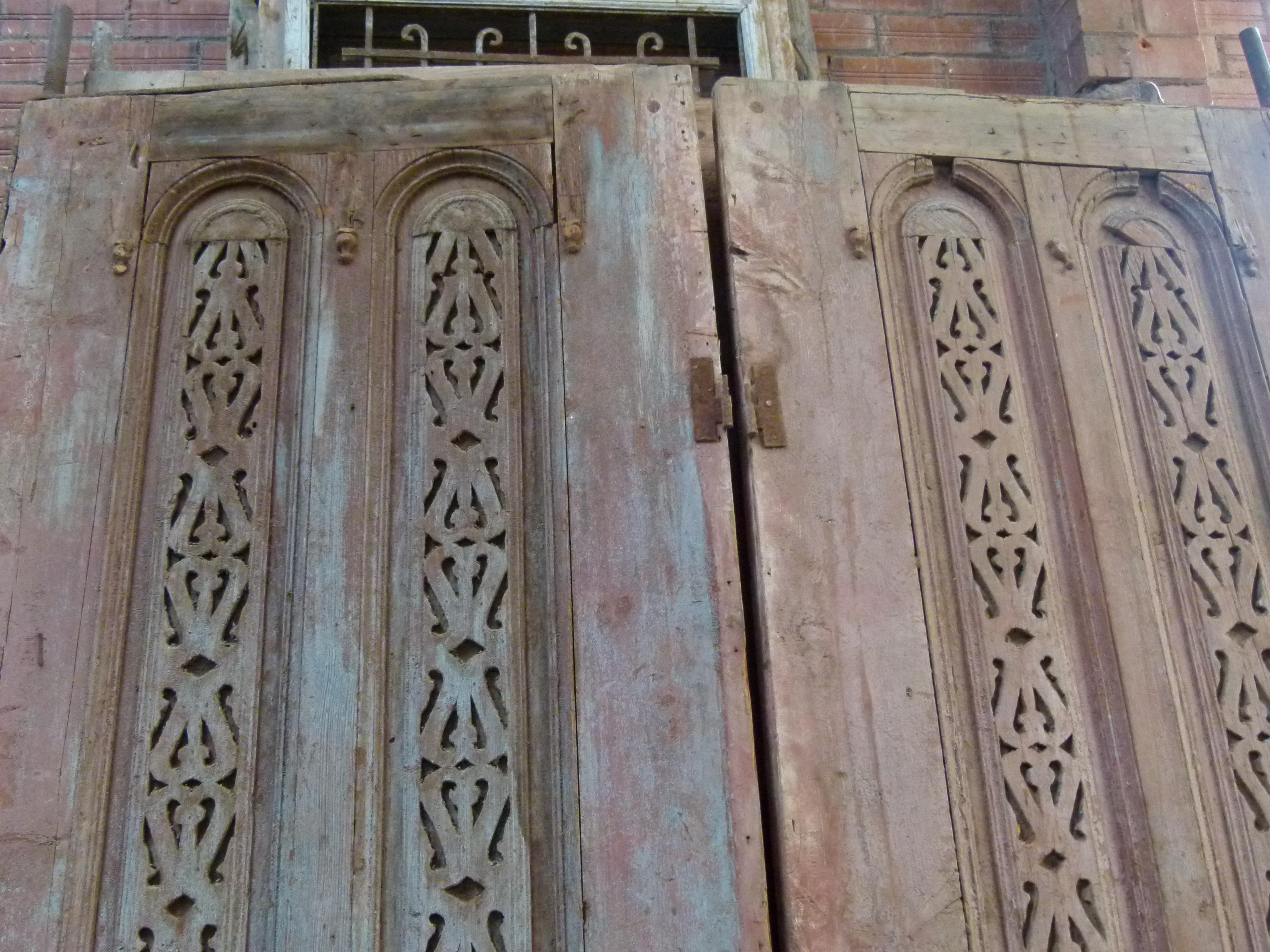 19th Century Wooden Double Door Portal in Art Nouveau Style, Spain For Sale