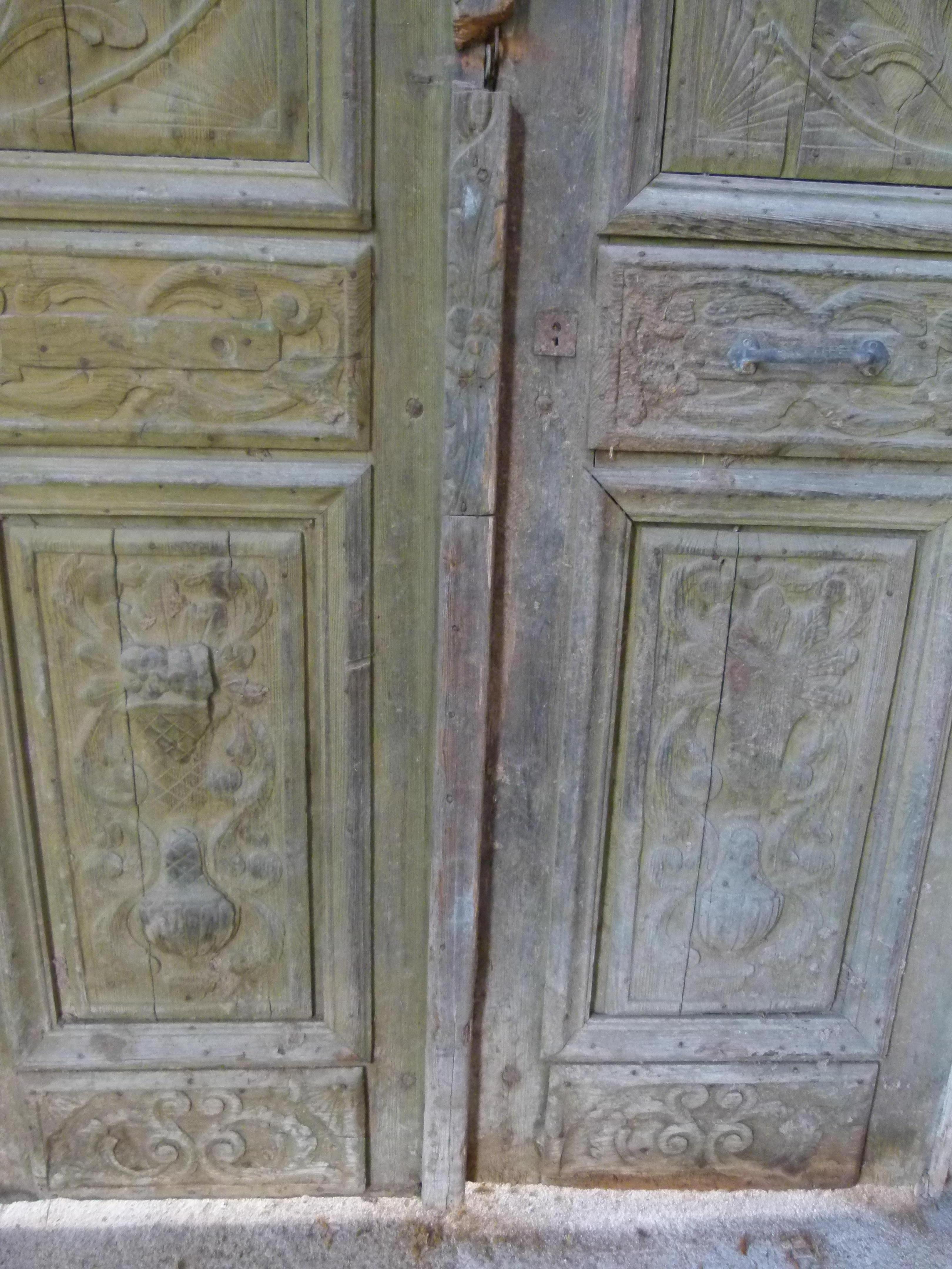 Espagnol Porte à double façade en bois de style Art nouveau du 19ème siècle en vente