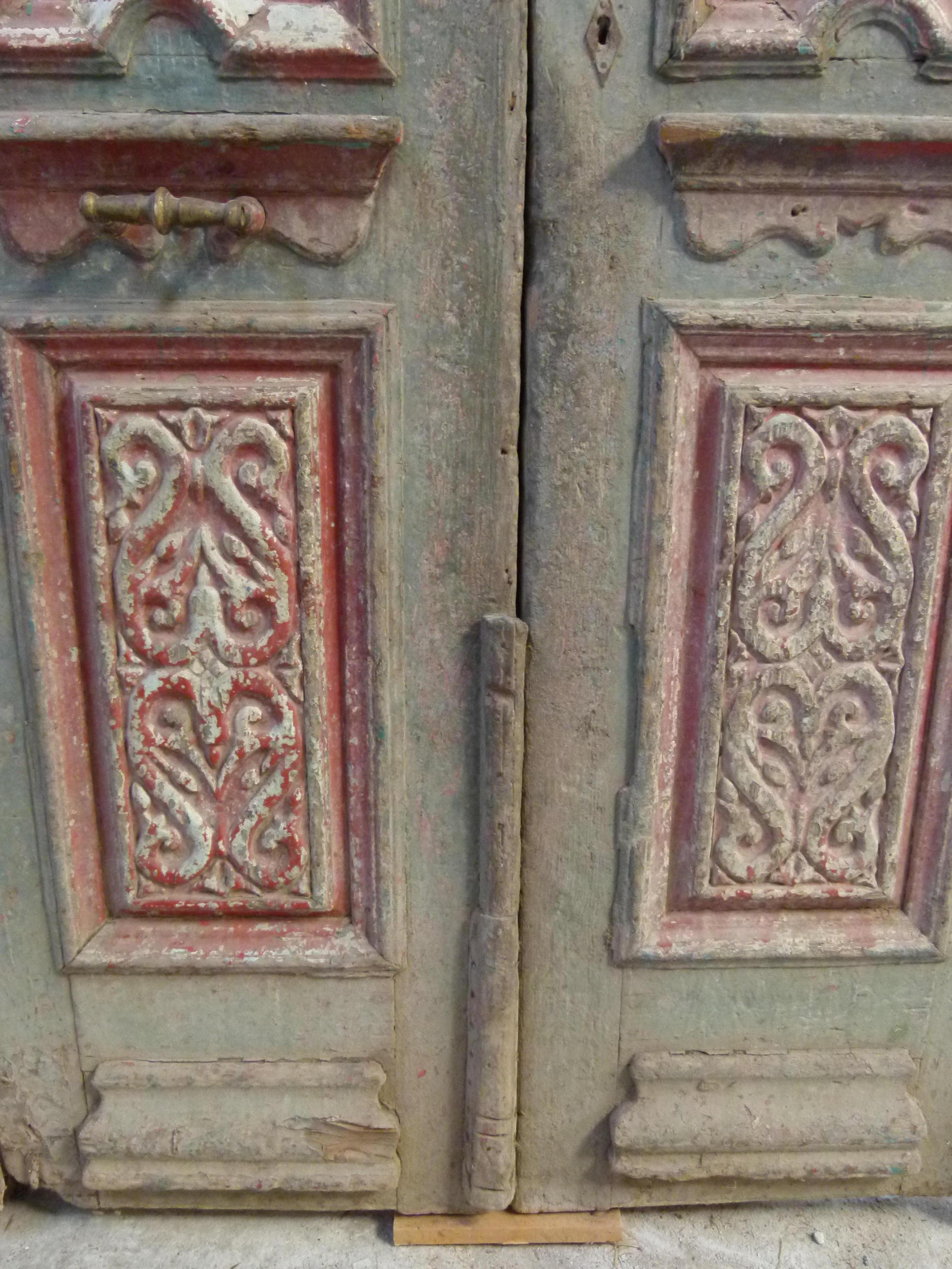 Spanish Wooden Double Front Door in Art Nouveau Style For Sale